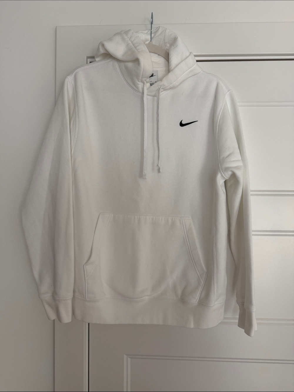 Unisex Nike White Hoodie with Black Swoosh